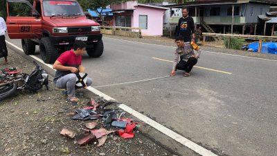 Gercep, Personel Polsek Bengo yang Piket Mendatangi TKP Kecelakaan Lalulintas
