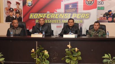 Gelar Konferensi Pers Masalah Pengrusakan Fasilitas Polri Di Makassar, Kapolda Sulsel Dan Pangdam XIV : dalam pelaksanaan tugas TNI Polri Tetap Solid