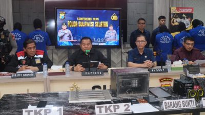 KAPOLDA SULSEL GELAR KONFERENSI PERS TERKAIT PENGUNGKAPAN SHABU DI KAMPUS UNM PARANG TAMBUNG