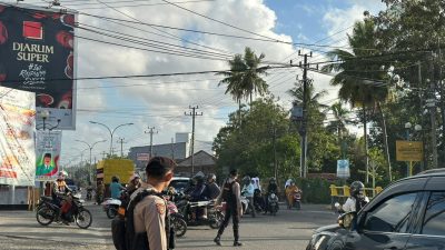 Antisipasi Terjadinya Kecelakaan Lalulintas, Personel Samapta Rutin Lakukan Pengaturan Pagi