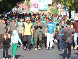 Bentuk Sinergitas Kapolres Wajo Ikuti Jalan Santai Dalam Rangka HUT TNI ke 78 Yang di Gelar Kodim 1406