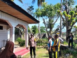 Bhabinkamtibmas Hadiri Pengukuran Objek Sengketa Tanah oleh Pengadilan di Desa Kadai