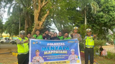 Polantas Menyapa Mappatabe Satlantas Polres Bone Ajak Ojol Jaga Keselamatan Lalu Lintas