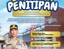 Gratis, Polres Bone Membuka Layanan Penitipan Barang Berharga dan Kendaraan Bagi Masyarakat yang Mudik ke Luar Daerah