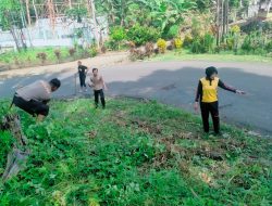 Kerja Bakti Personel Polsek Lamuru, Cegah Kecelakaan Lalu Lintas