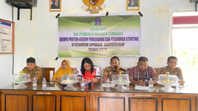 Kapolsek Lappariaja Hadiri Giat Pemberian Makanan Tambahan Hewani di Desa Patangkai