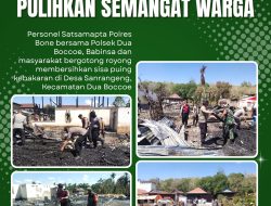 Wujud Kepedulian, Personel Polres Bone Gotong Royong Bersihkan Puing Pascakebakaran